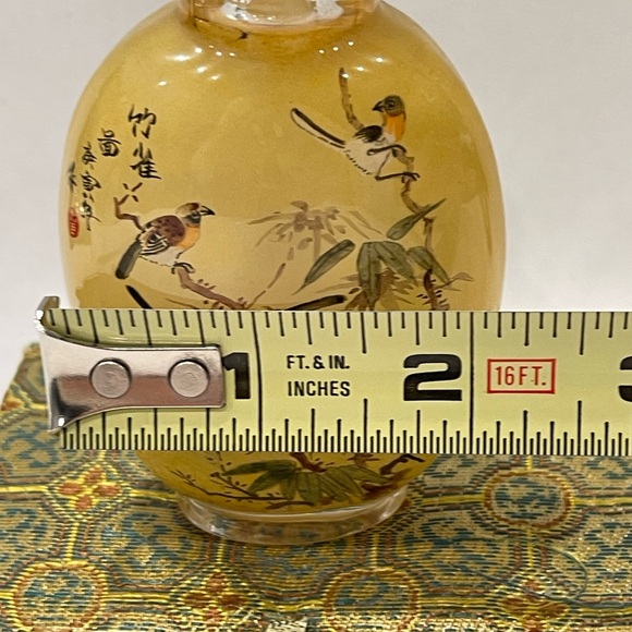 Vintage CHINA Snuff Bottle Inside Reverse Painted Sparrows In Trees Art Handmade - Picture 10 of 16